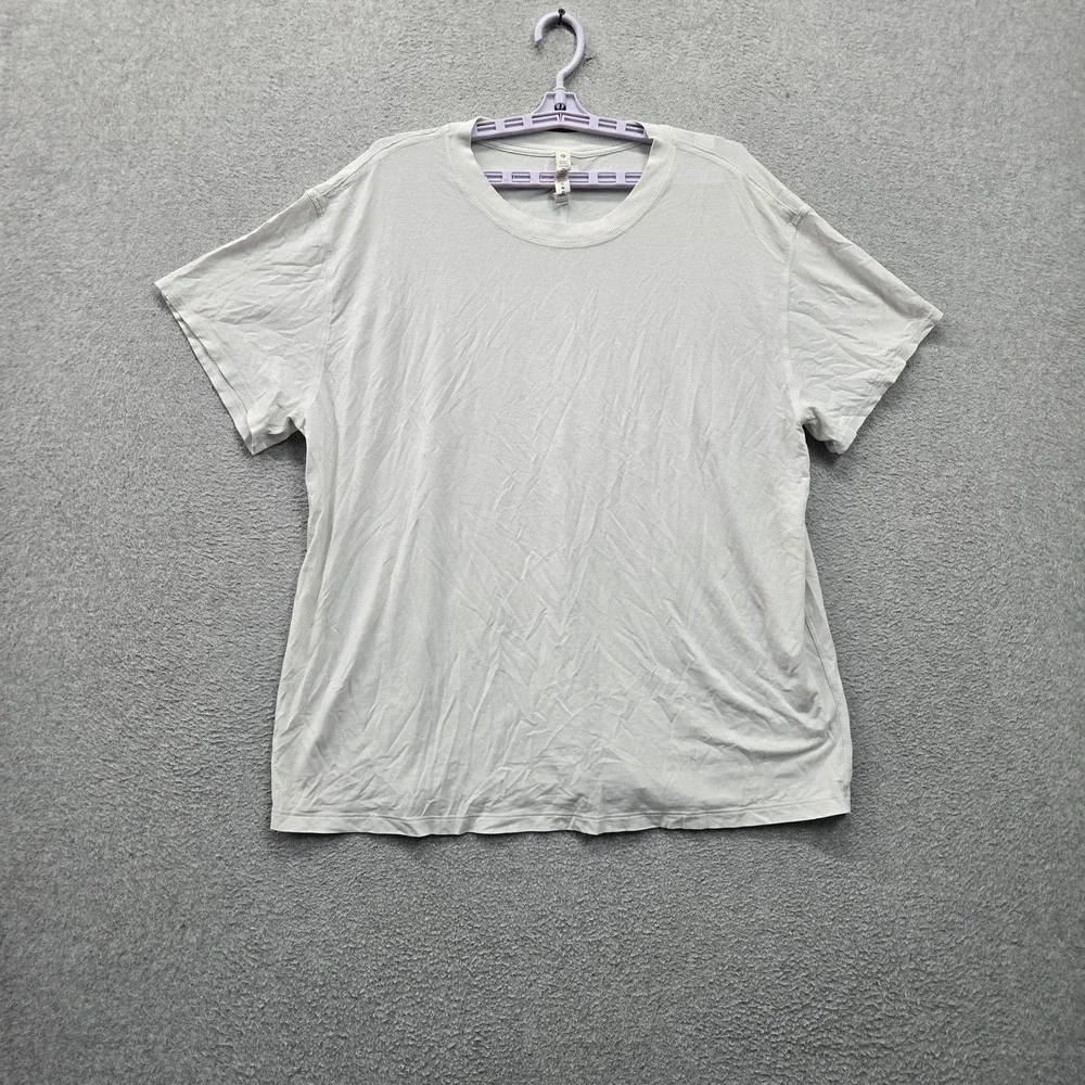 Lululemon Women Activewear Shirt 14 White Pima Cotton Blend Short Sleeve Tee